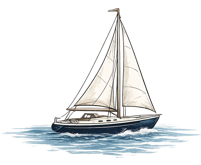 ein Segelboot aus dem Logo von Haus Wega auf Sylt